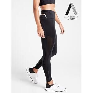 Alyson Felix Athleta Pants, Yoga, Running,  Reflector, Mesh Sides, Black, Sz XS